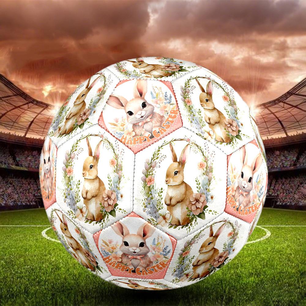 Easter Bunny Floral Wreath Celebration Size 5 Soccer Ball Machinestitched Indooroutdoor Training And Matches Surprise Collection Gift Perfect Birthday