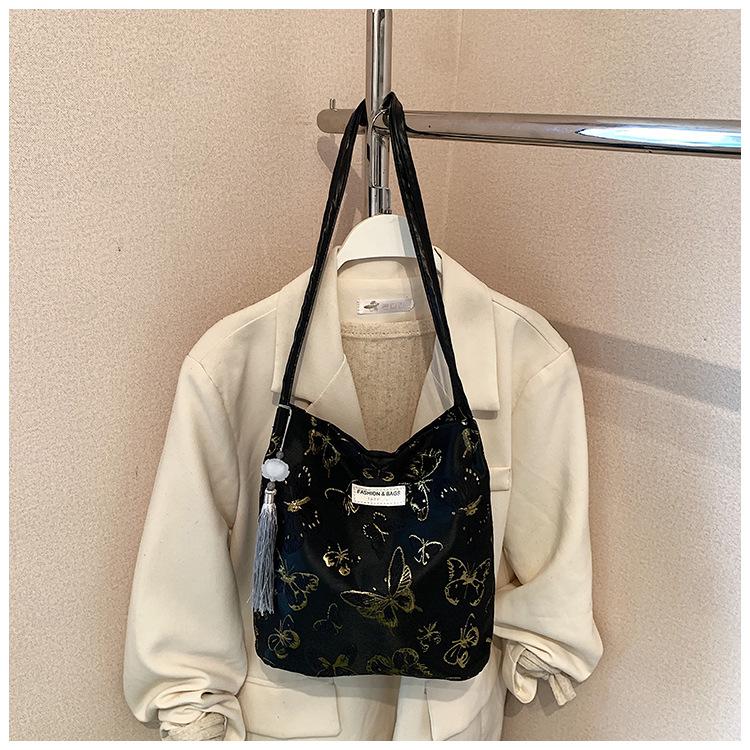 2025 Summer Women's Butterfly Embroidery Bucket Bag - Stylish Underarm Shoulder Bag