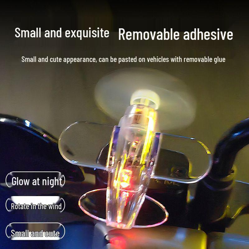 Electric Vehicle Motorcycle Wind-Powered LED Light Car Ornaments