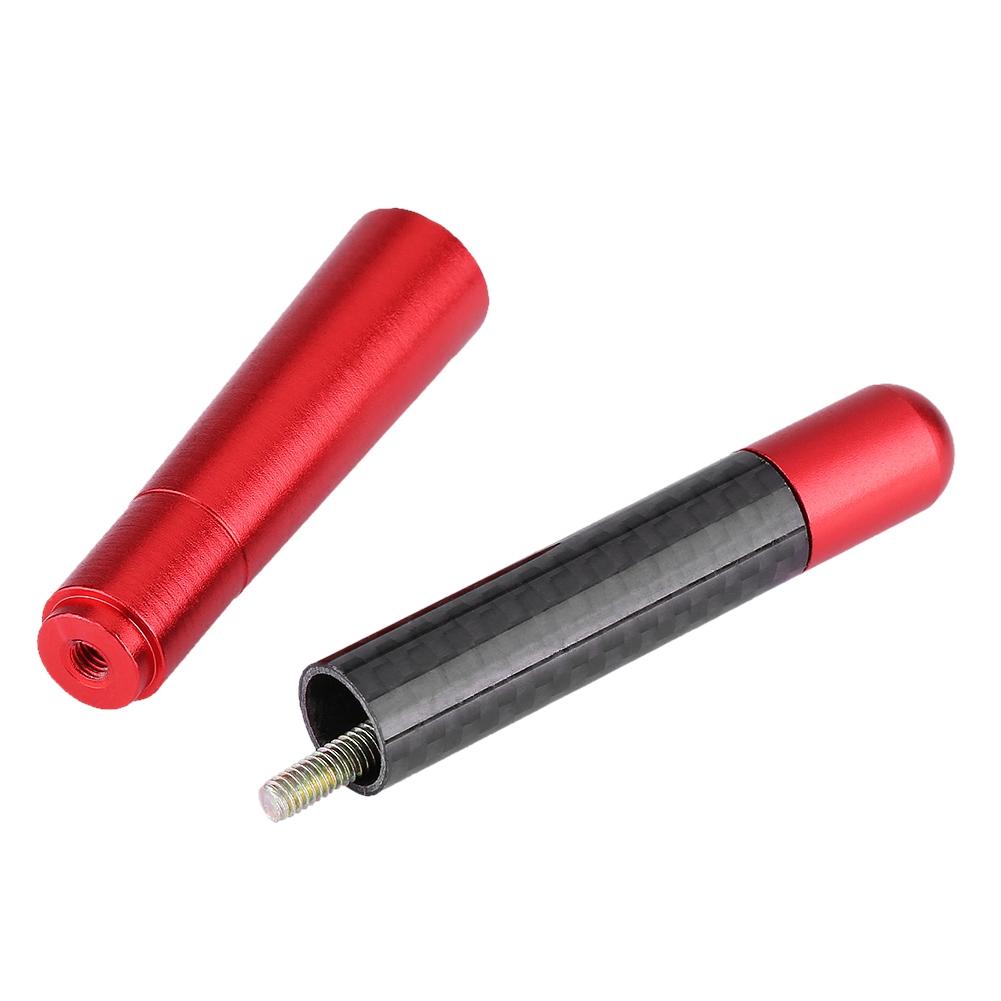Universal Car 12cm Carbon Fiber Short Aerial FM Radio Antenna with Screws Carbon Red