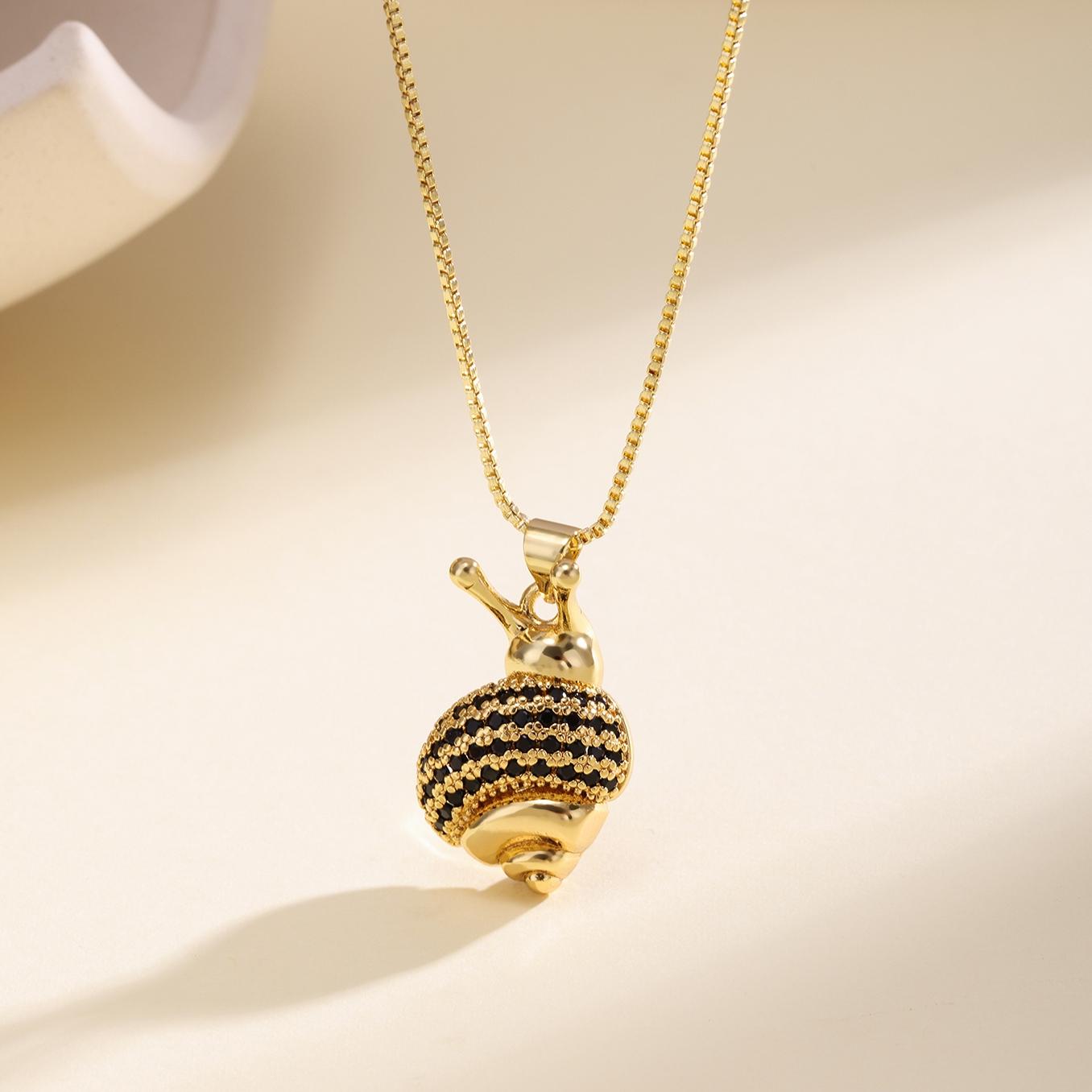 

Nidin Fashion Cute Frog/Snail/Conch Pendant Necklace For Women Men Copper Sparkling Zircon Animal Charm Jewelry Accessories Gift