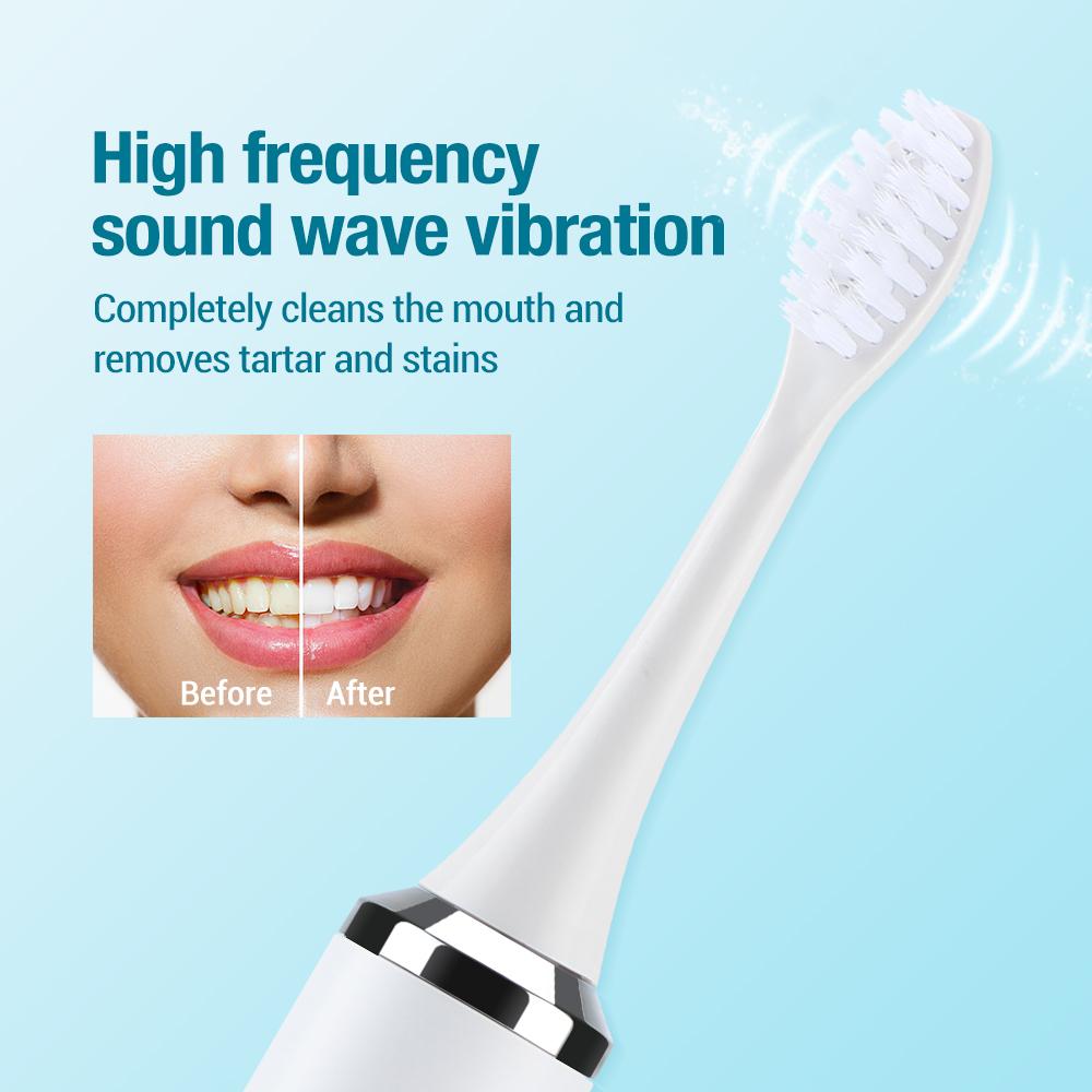 Portable Sonic Electric Toothbrush Adult Smart Tooth Brush Teeth Whitening  USB Rechargeable Toothbrush with 3 Replacement Heads