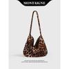 French Lazy and Versatile Leopard Print One-Shoulder Canvas Bag