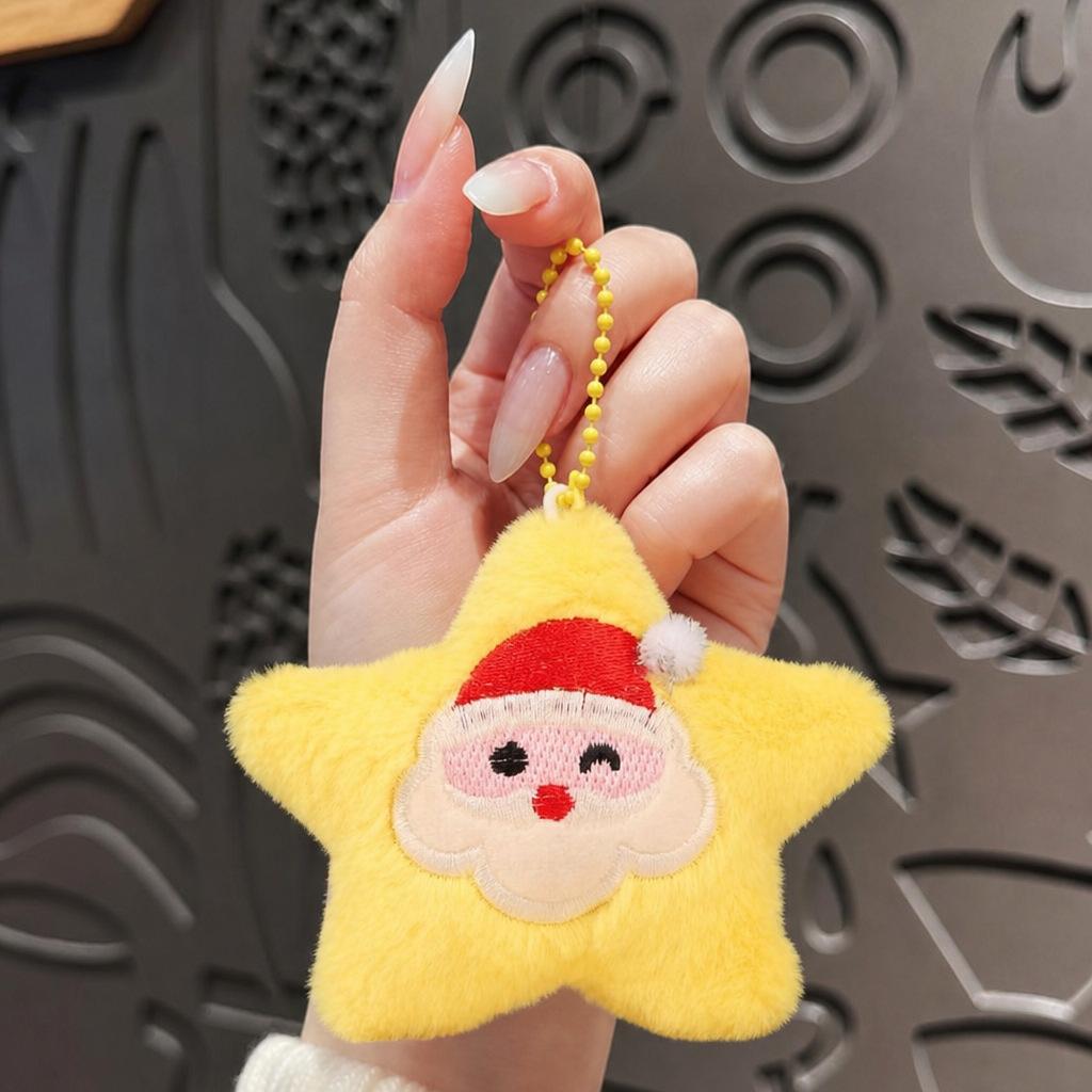 Plush Christmas keychain female cute cartoon Santa snowman couple bag pendant cheap small gifts
