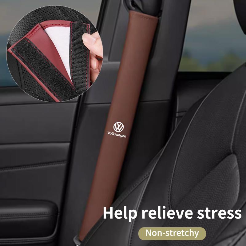 2pcs Car Safety Belt Shoulder Pads Leather Seat Belt Protector Cover For VW Scirocco Jetta Beetle Golf Polo Tiguan Sharan Touran