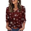Women's Fashionable Casual Christmas Printed V-neck Top