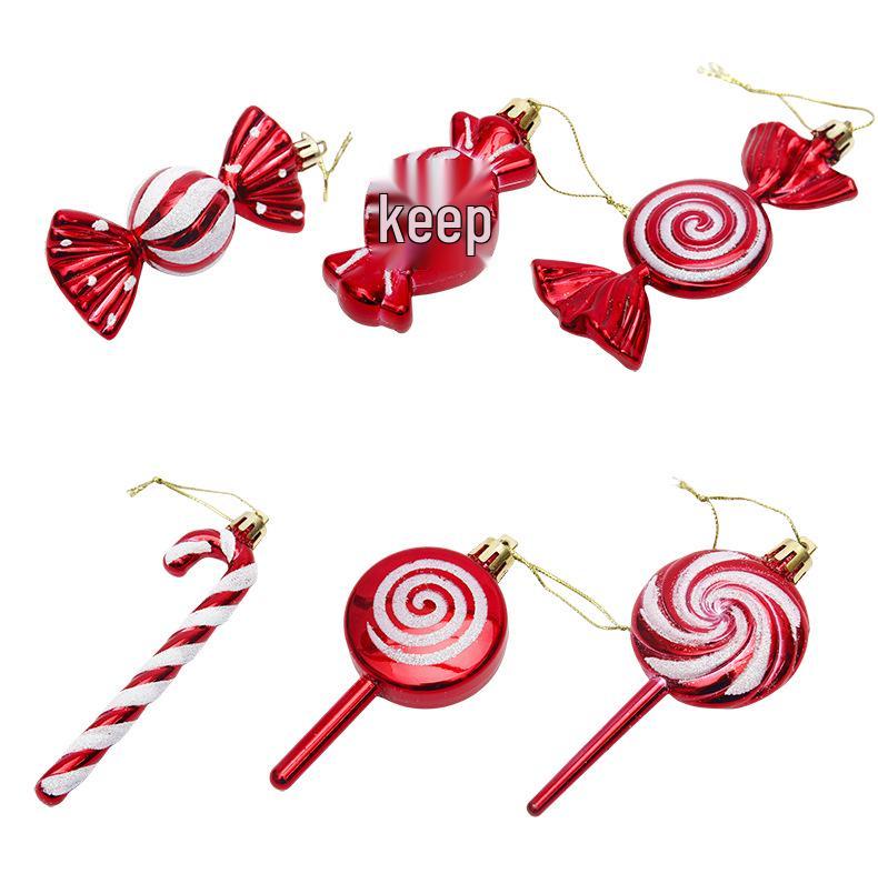 Cross-Border Dragon Tiger Christmas Ball Set: Red & White Lollipop Candy Ornaments for Christmas Tree Decorating