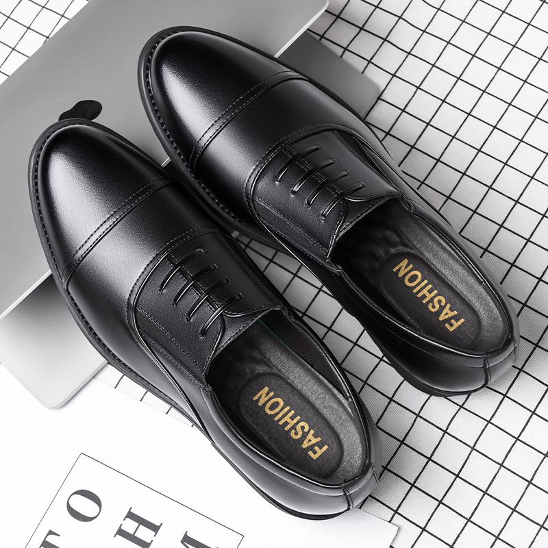 Three-joint lace-up leather shoes men's business casual low-top shoes British round head dress derby shoes three-joint leather shoes