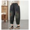 DIMANAF 2026 Summer New Plus Size Women Jeans Elastic Waist Vintage Print Long Pants Loose Casual Denim Cotton Trousers Pants