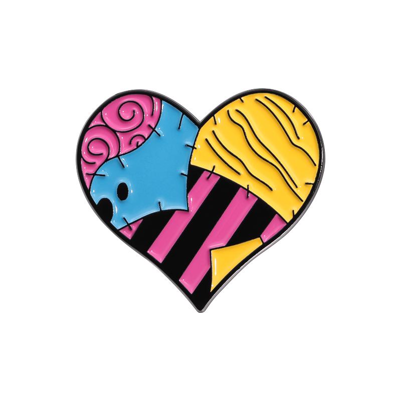 Punk Gothic Heart Enamel Pins Custom Colorful Heart Patches Brooches Lapel Badges Jewelry Gift for Friends