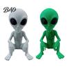 Mini Sitting Alien Figure 3D Printed Statue, Sci-Fi UFO Sculpture, Funny Figurine, Environmentally Friendly Figurine Creative Ornament for Home Office