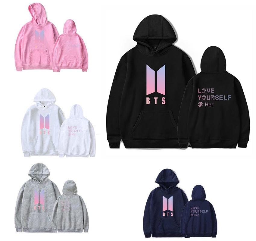 Bluza z kapturem Kpop Bts Bangtan Boys Love Yourself Her Bawełniana w stylu casual i sportowym
