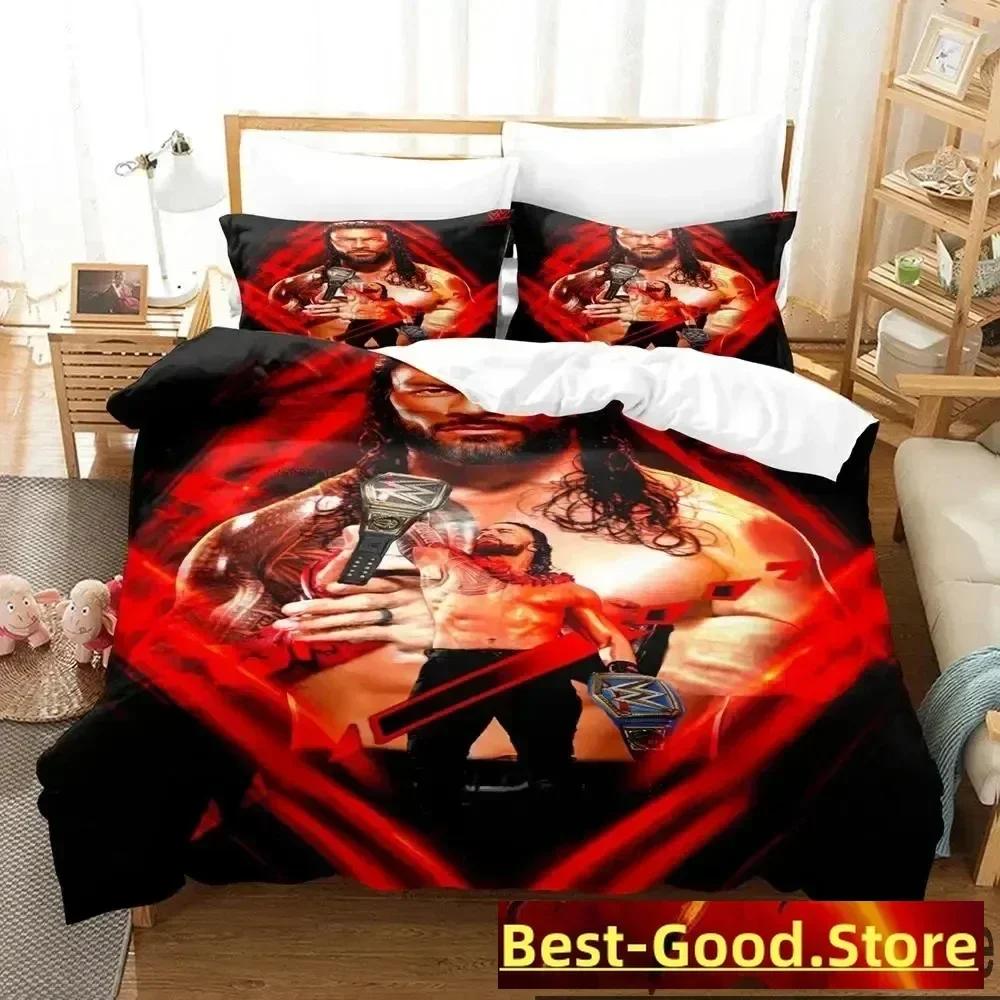 Wrestler Roman Reigns Tribal Chief Bedding Set Duvet Cover Sheet Printed Pillowcase Bed Full Queen King Size Comforter Bedroom EU Single(135*200cm)3pcs