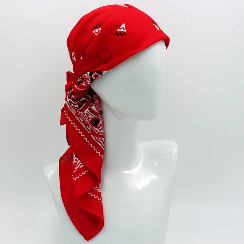 New Oversize 70Cm Red Color Square Scarf Retro Style Print Cotton  Bandana Headwear Head Scarf
