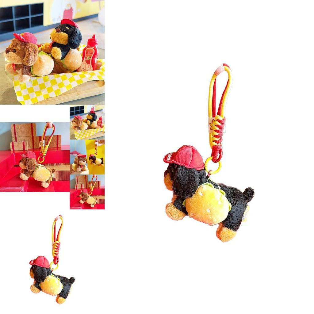 Original Plush Sausage Dog Hamburger Keychain With Soft Cartoon Style Design