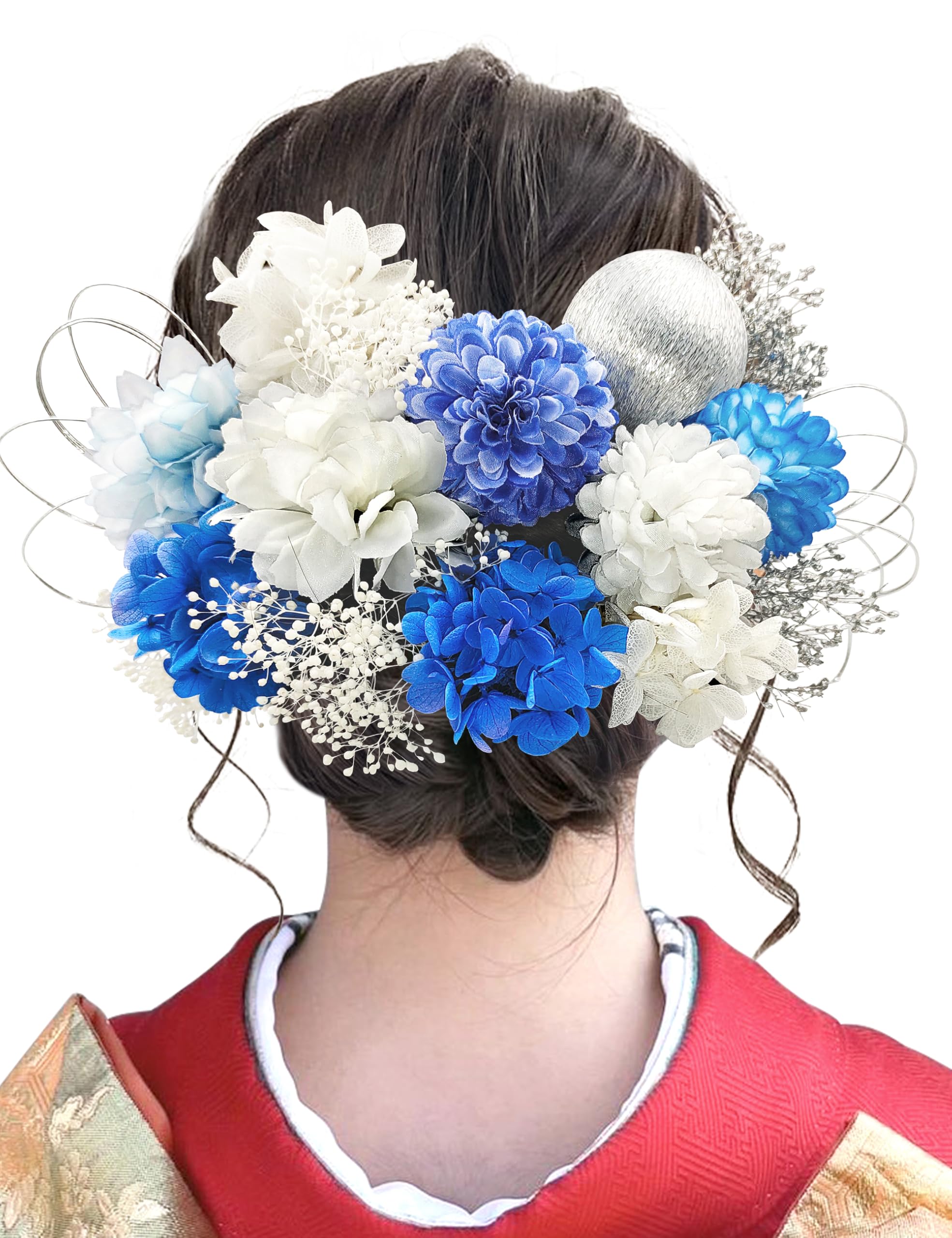 

JZOON Hair Hair Dried Ping Pong and Japanese Balls with Mizuhiki Perfect for Entrance and Perfect for and Western and Y1122 Ornament, Accessory, синій