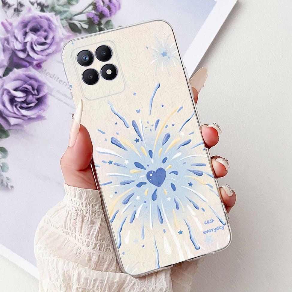 Clear Cover For Realme 8i Case RMX3151 Luxury Butterfly Love Flowers Cool Painted Phone Case For Realme Narzo 50 RMX3286 Cover