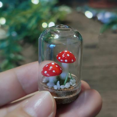 Bebek Evi Mantarı Gerçekçi Mini Mantarlar Cam Kapaklı Mantar Figürin Süsü 1/6 1/12 Ölçekli Bebek Evleri Minyatür Sahne için