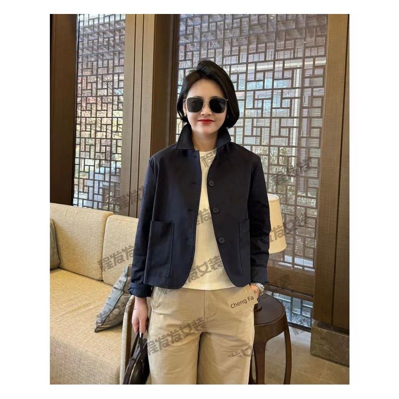 

Fashion Lapel Single Breasted Cropped Casual Jacket Outwear Picture Color S