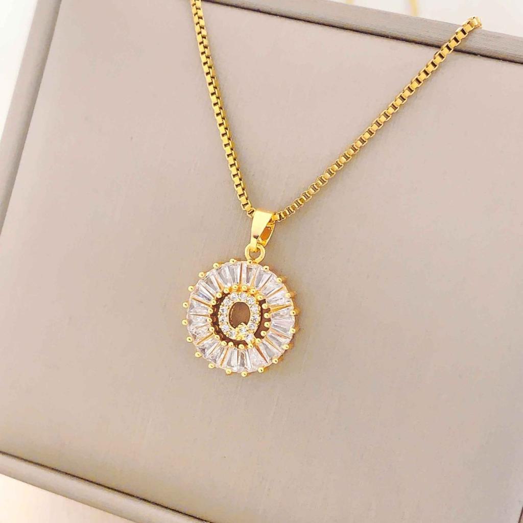 Necklace Does Not Fade, Women's Summer Square Circle Letter Necklace, Titanium Steel Necklace, Versatile High-end Clavicle Chain