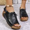 Peep Toe Wedges Sandals for Women Summer 2025 Lightweight Non Slip Beach Shoes Woman PU Leather Platform Roman Sandalias Mujer
