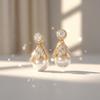 Super flash imitation diamond pearl skirt stud earrings for women's unique and beautiful temperament earrings 1011 new popular great-looking earrings