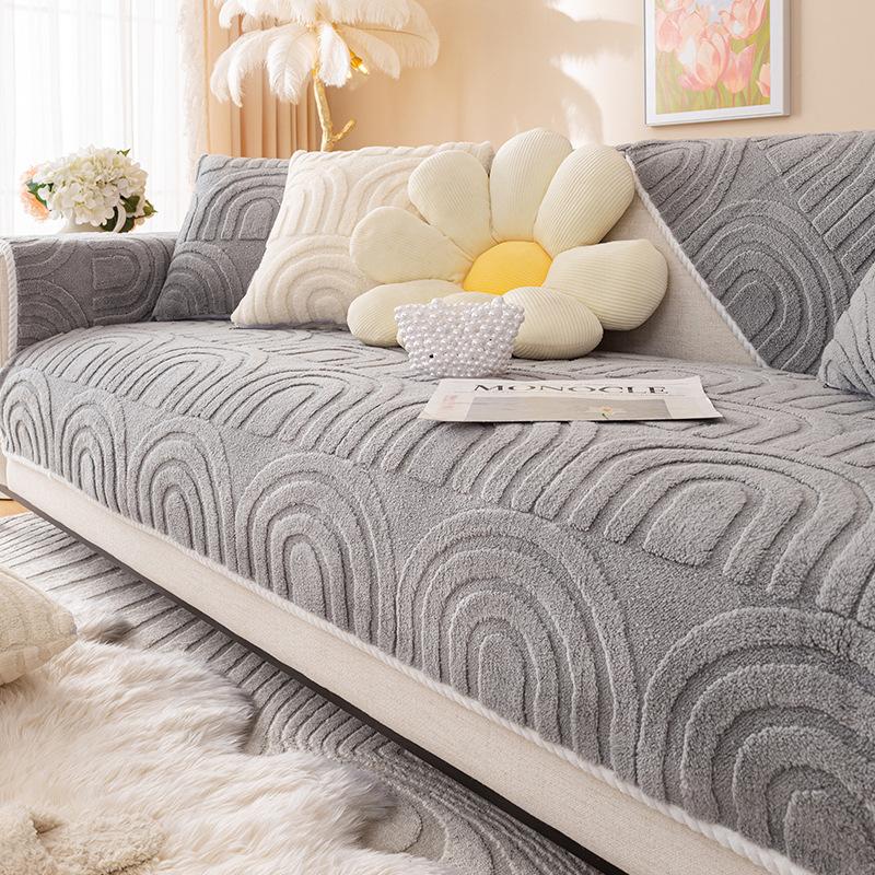 

Утолщенные плюшевые чехлы на диван, нескользящий коврик для дивана, зимние теплые моющиеся чехлы для дивана для гостиной, однотонное мягкое полотенце для дивана 70x70cm 1pcs
