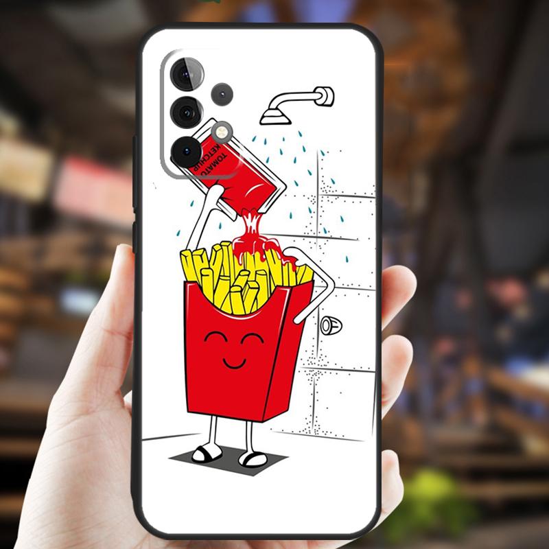 French Fries Burger Pizza Case For Samsung Galaxy A15 A35 A55 A53 A33 A13 A36 A56 A26 A16 A22 A32 A52 A54 A34 A05 A06