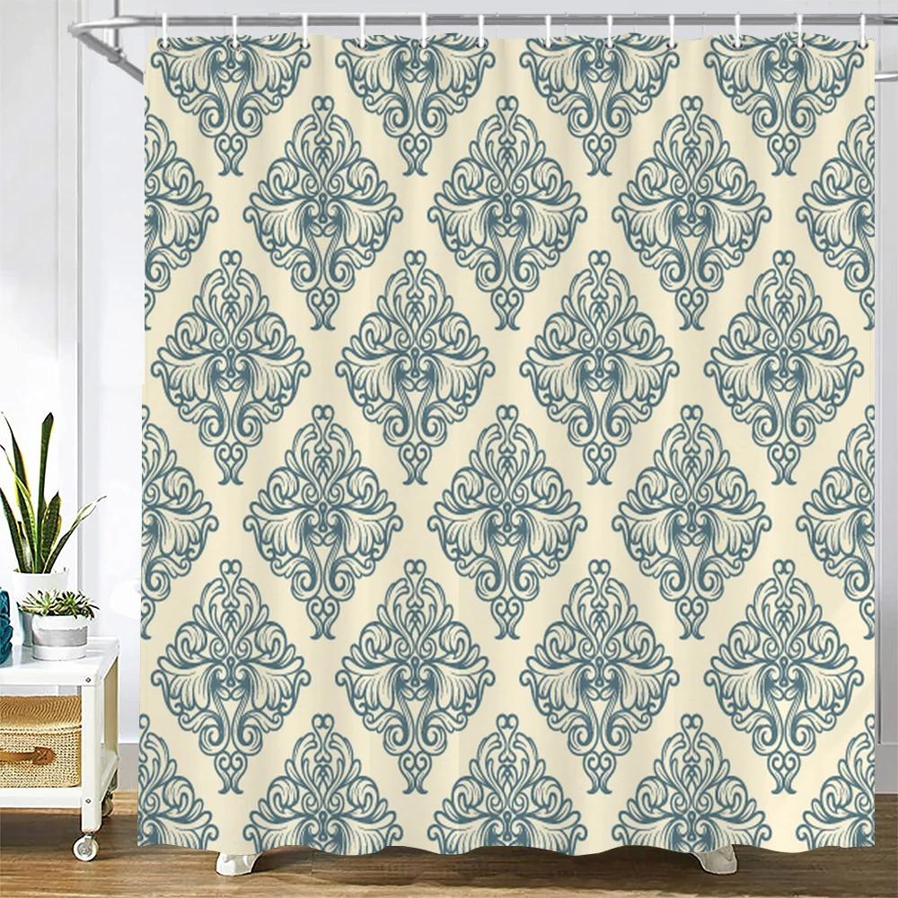 Waterproof Bathroom Shower Curtains Retro Geometric Pattern Washable Fabric Bath Screen 240X180 3D Print Decor Shower Curtain