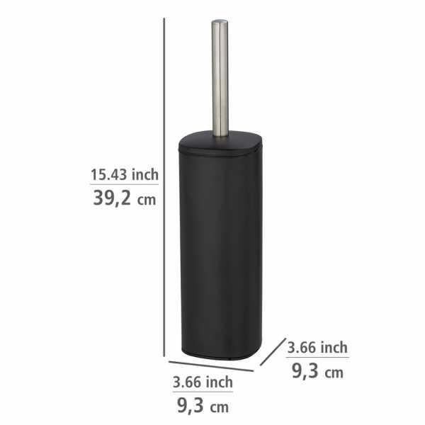 Wenko brosse wc fermée alassio, design fermé, brosse wc noire, acier, 9,3x39,2x9,3 cm, noir mat