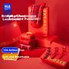 (Hongyun) Men's Red Socks Mid-Calf Cotton Qi Ji Red Horse Year Red Socks 3-Pack