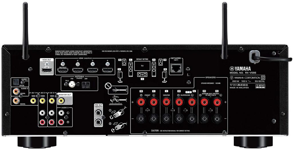 YAMAHA AV Receiver Dolby Atmos Bluetooth Network Audio High Resolution Compatible Black RXV585(B) 7.1ch DTSX Wi-Fi