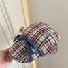 Artist Bowknot Plaid Hats Street Style Flat Visor Hat Casual Bow Newsboy Caps  Girls