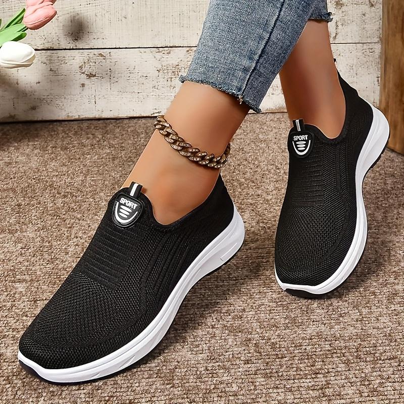 Women's Knitted Loafers - Round Toe Comfortable Slip-On Shoes, Soft & Cushioned Sole Casual Sneakers for Women