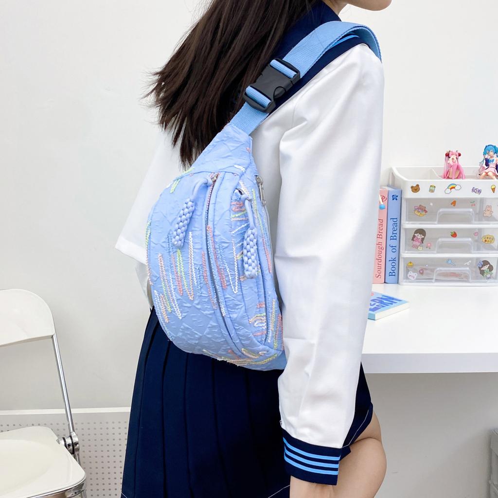 High-looking Girl's Breast Bag for Women Korean Style Ins Style Niche Design Tassel Crossbody Bag Casual Versatile Waist Bag