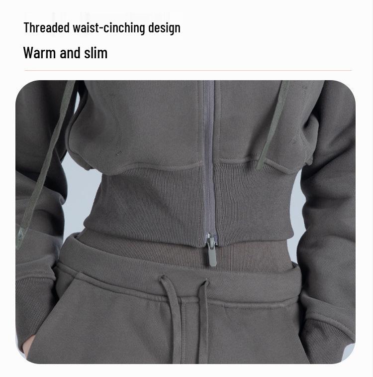 Lulu Zgly Women's Autumn Winter Hooded Sports Jacket & Yoga Set for Running, Mountaineering, Training & Fitness