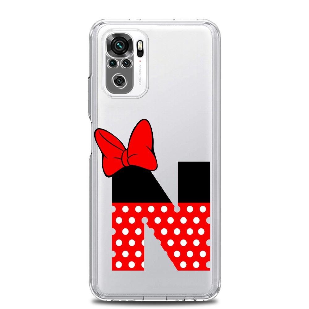 Pink Alphabet Letter Cute New Square Clear Phone Case For Xiaomi Redmi Note 12 11 9S 9 8 10 Pro+ 7 8T 9C 9A 8A K40 Gaming Cover