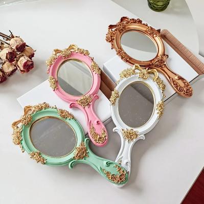 Miroir à main rétro de style européen, miroir à main de maquillage vintage, miroir de courtoisie, miroir compact cosmétique, outils de maquillage de bureau pour spa, salon de beauté