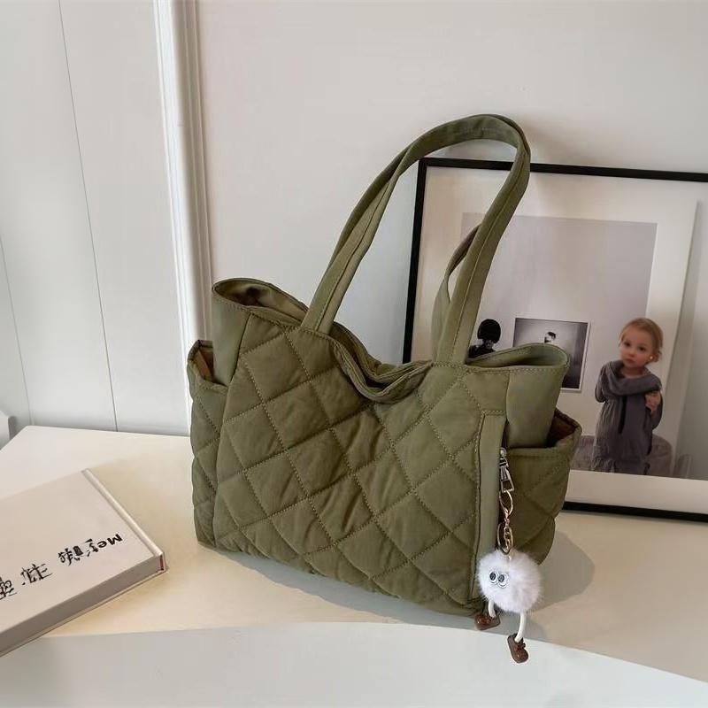 Cotton Bag Rhombus Large Capacity Women'S Hand-Held Tote Bag Commuter Shopping Versatile Shoulder Bag
