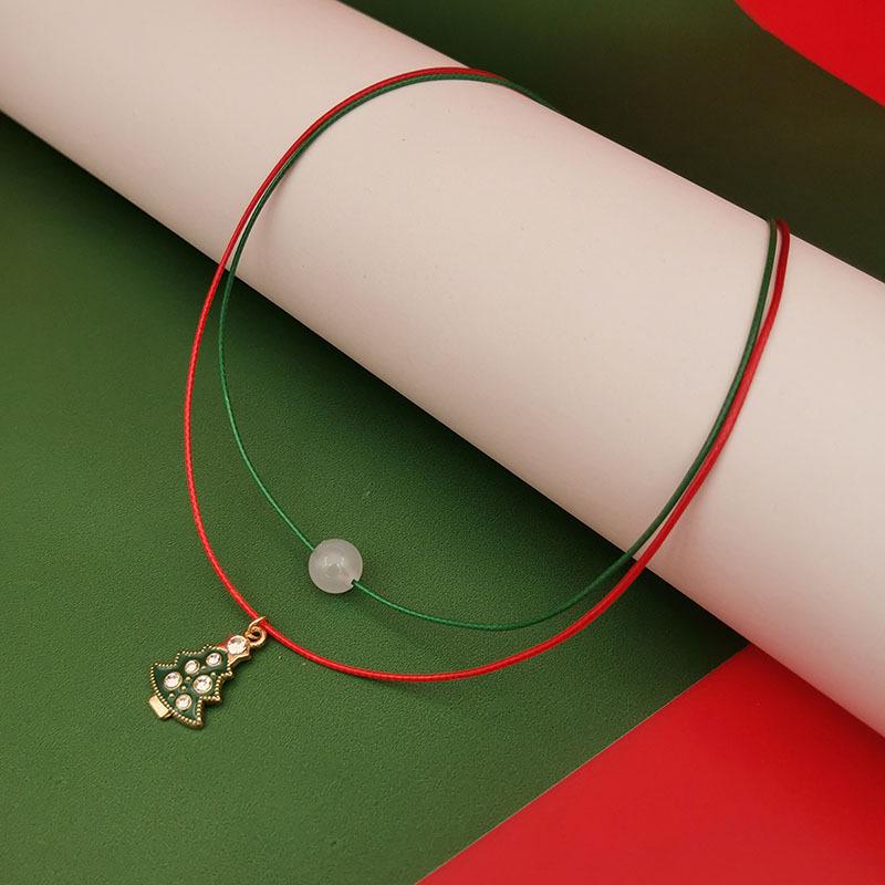 2025 Lichtgevende Kerst Ketting: Kerstklok, Boom, Rendier, Sneeuwvlok Dubbellaags Sleutelbeenketting