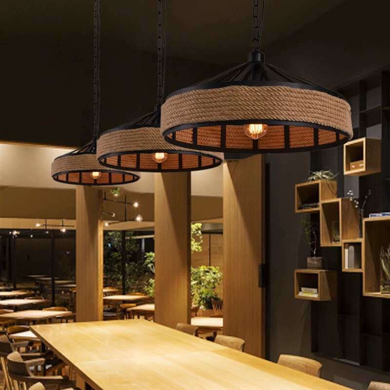 Cele mai recente lumini suspendate retro din frânghie de cânepă, stil industrial creativ pentru bar și restaurant, personalitate, stil american country, fierbinți