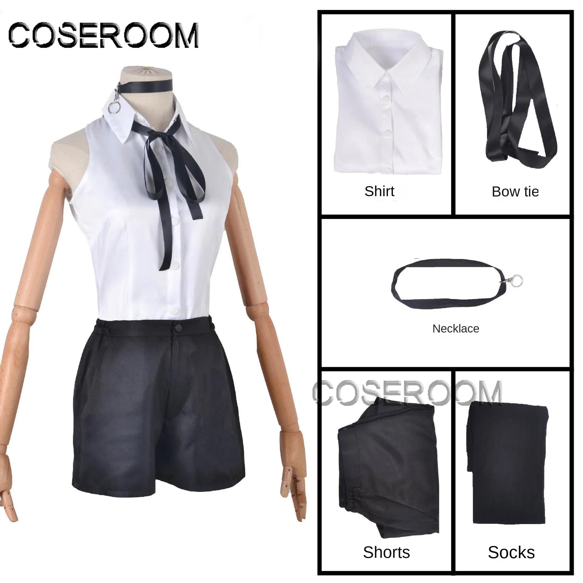 Kettingzaag Reze Cosplay Kostuum Outfits Shirt Stropdas Korte Pruik Halsring Vrouwen Anime Uniform Halloween S&Other