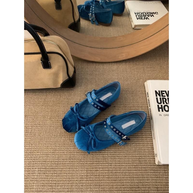 Soft-soled Version~ Gentle Gray Word with Mary Jane Single Shoes Women's Spring and Autumn Ballet Ladyshoes Flat-soled Grandma Shoes