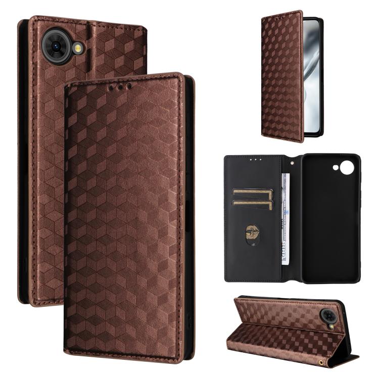 Cubic Grid Texture Flip Leather Phone Case