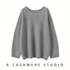 Women's Cashmere Sweater - Solid Color Loose Pullover, Long Sleeve, Korean Style for Autumn & Winter