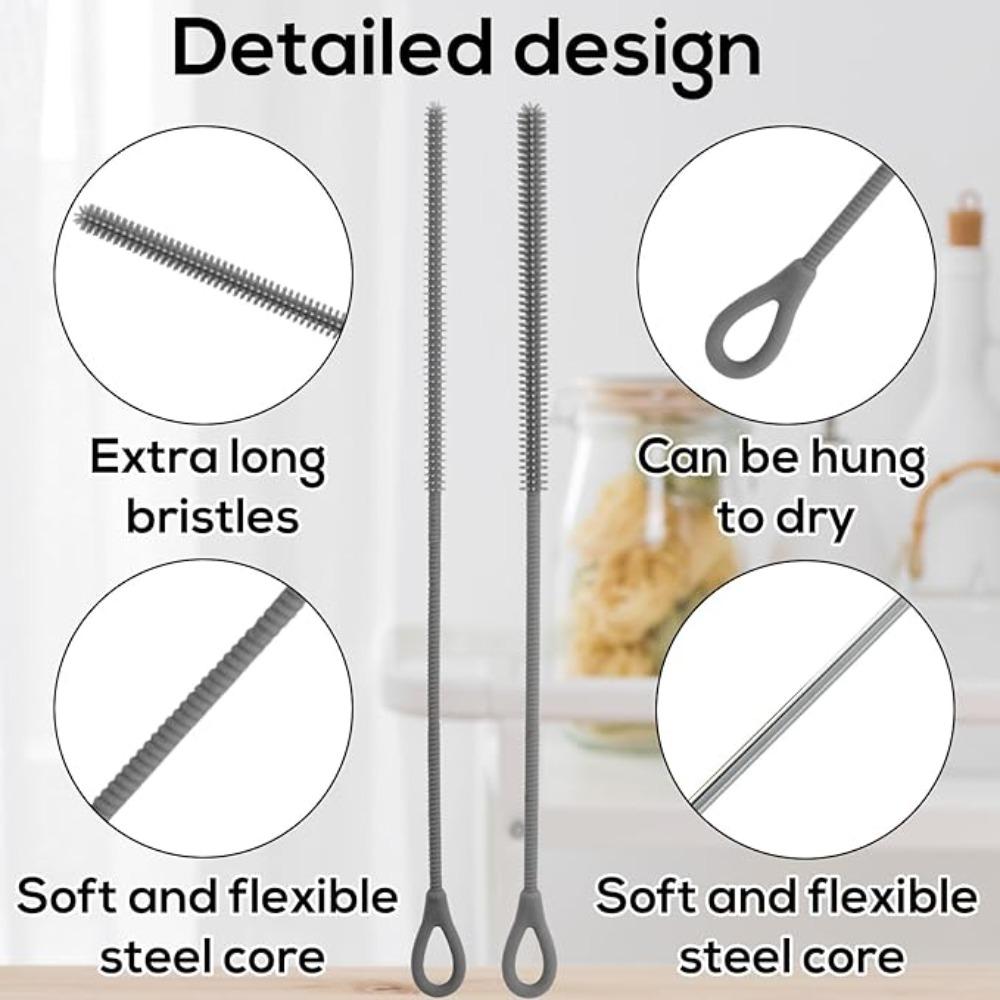 2pcs 6/8mm Silicone Straw Brushes Soft Pacifier Brush Pipe Tube  Cleaning Brush  Feeding Bottle