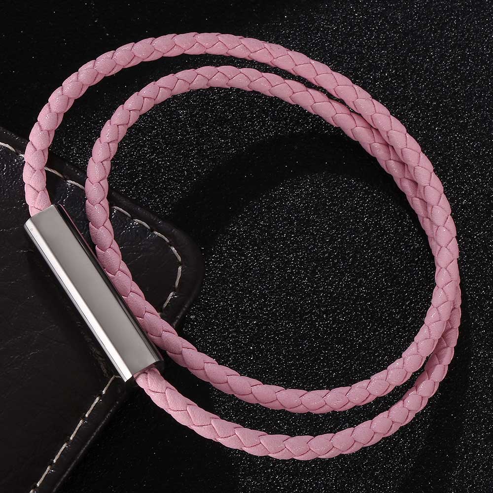 Fashion Red Pink Mix Leather Bracelets Women Multilayer Braided Rope Bracelets For Female Bracelets Jewelry