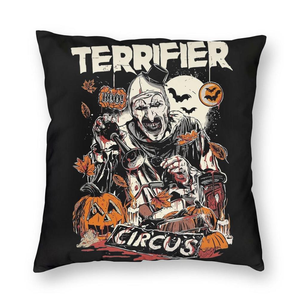 Halloween Horror Terrifier Film Pillowcase Printing Polyester Cushion Cover Decor Throw Pillow Case Cover Home Zippered 40*40cm