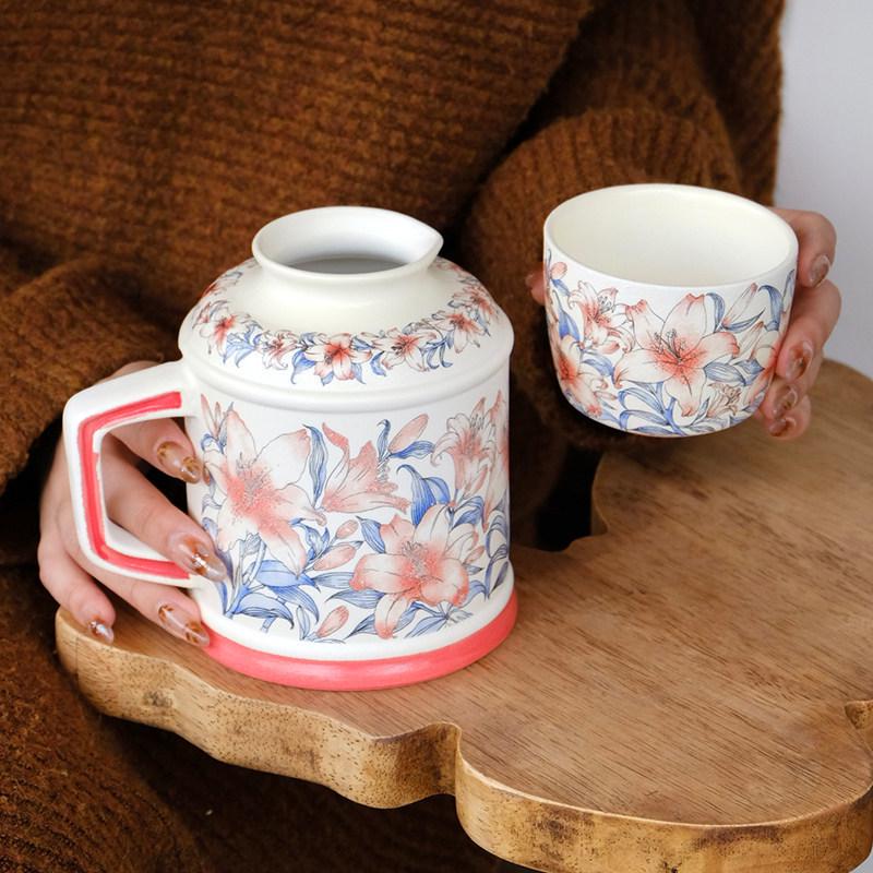 Lily of the Valley Ceramic Kettle & Mug Gift Set for Weddings and Birthdays