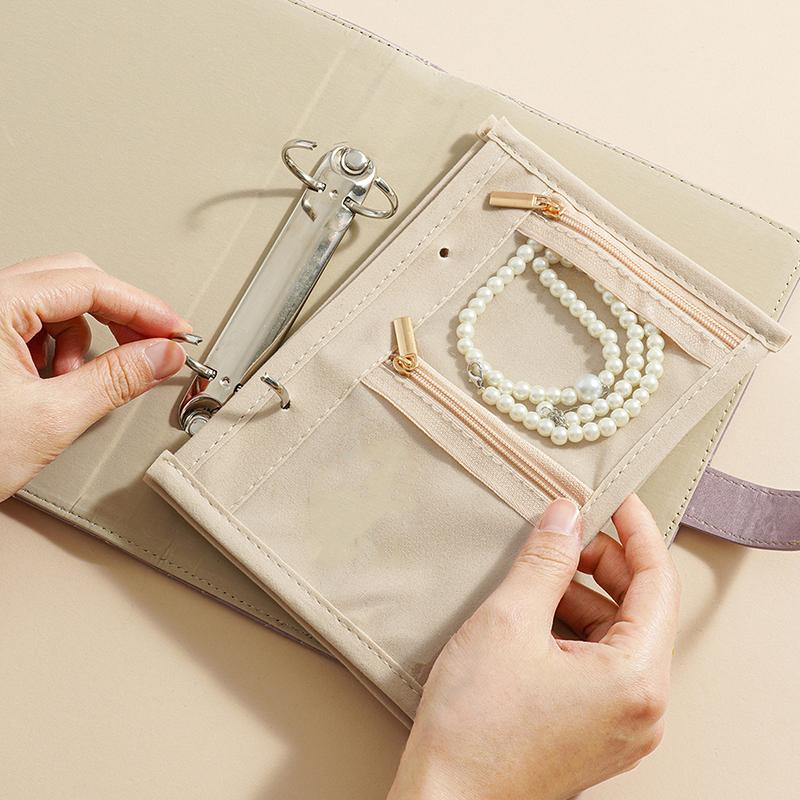 Travel Jewelry Case,Jewelry Organizer Box With Clear Zipper Velvet Jewelry Pouch Bag, Pu Leather Jewelry Case,Gift For Women 1Pc